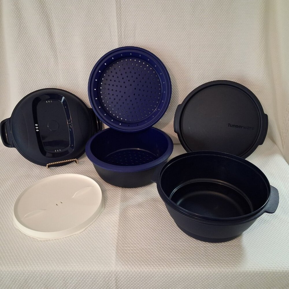 Tupperware Smart Microwave MULTI COOKER/Steamer Set COBALT Blue + Rice & Pasta